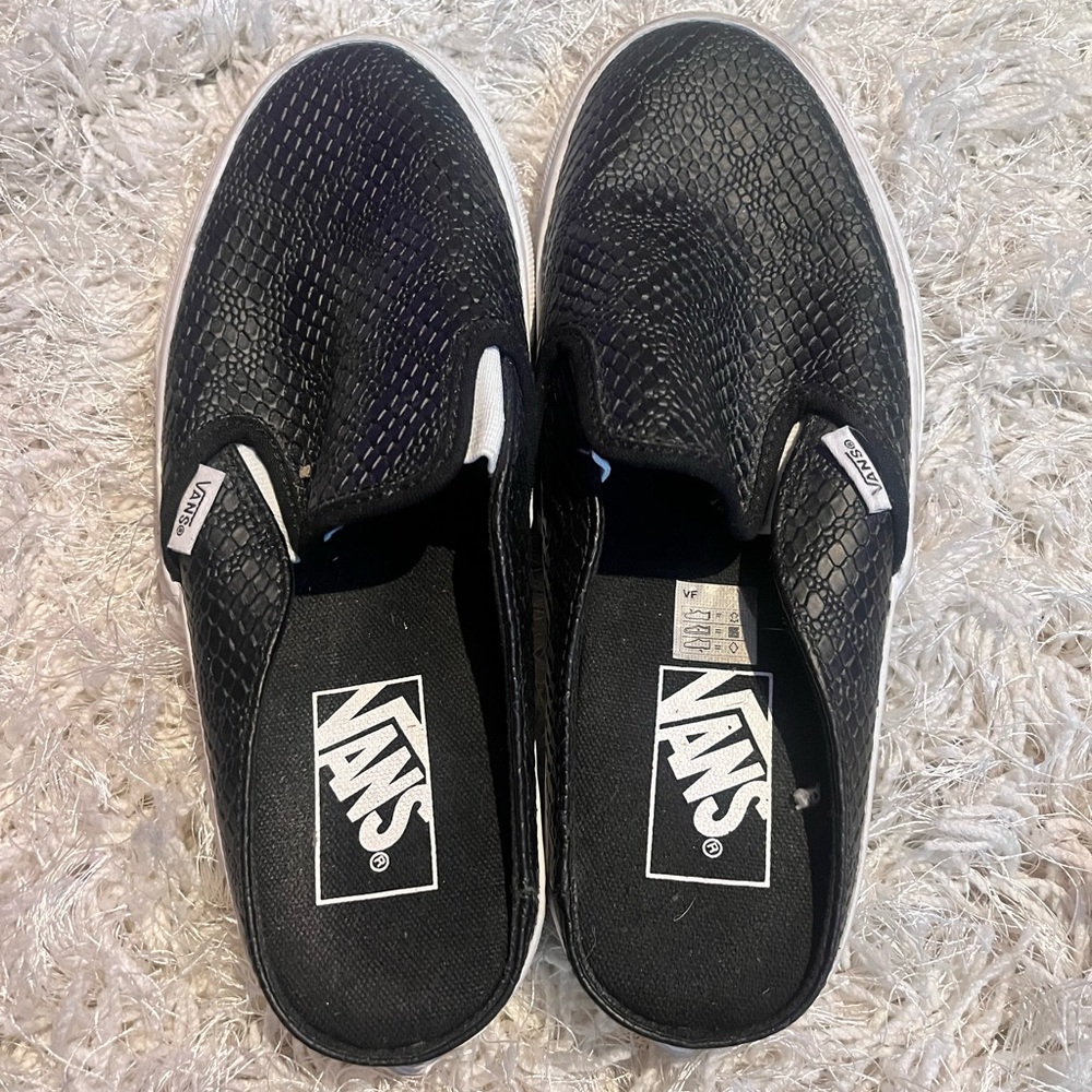 Vans Textured Black Slip-On Loafers